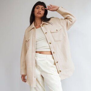 Aritzia Wilfred Free Ganna Bone Wool Shacket Shirt Jacket XS